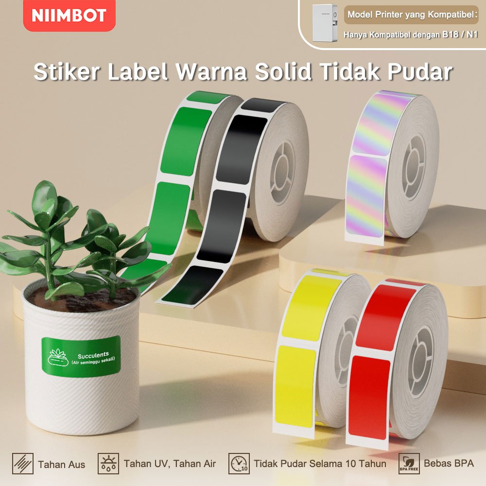 

NIIMBOT B18 Kertas Label Warna Solid, Tahan Air dan Minyak, Kuning/Hitam/Hijau/Emas Mengkilap