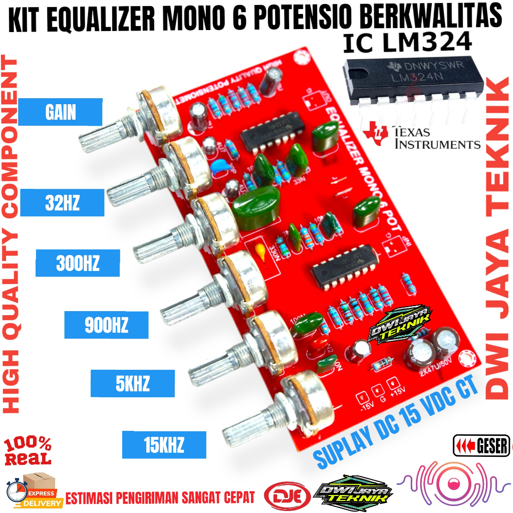 Kit Equalizer 6 Potensio Komponen Berkwalitas