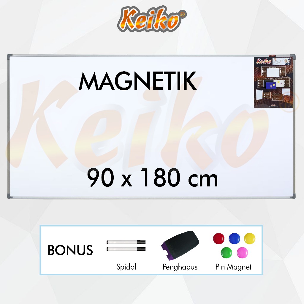 

Papan Tulis Whiteboard / White Board Gantung Magnet Single Face Keiko 90 x 180 cm
