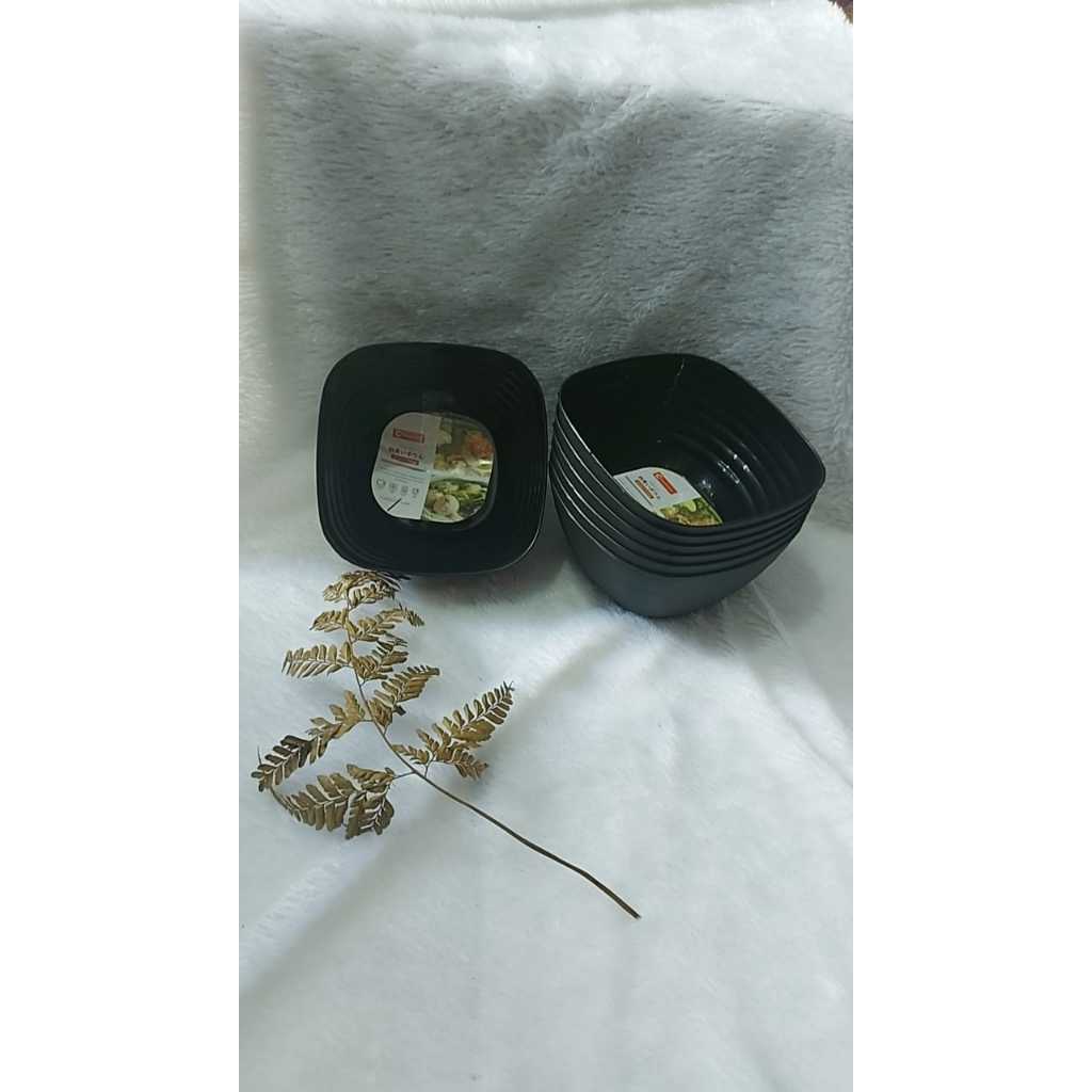 Mangkuk Kotak Hitam Plastik 7 Inch Mangkok Bakso Seblak Clio 3437