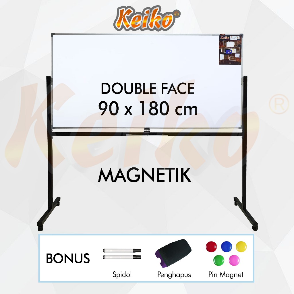 

Papan Tulis Whiteboard Standing Magnet Double Face Keiko 90 x 180 cm