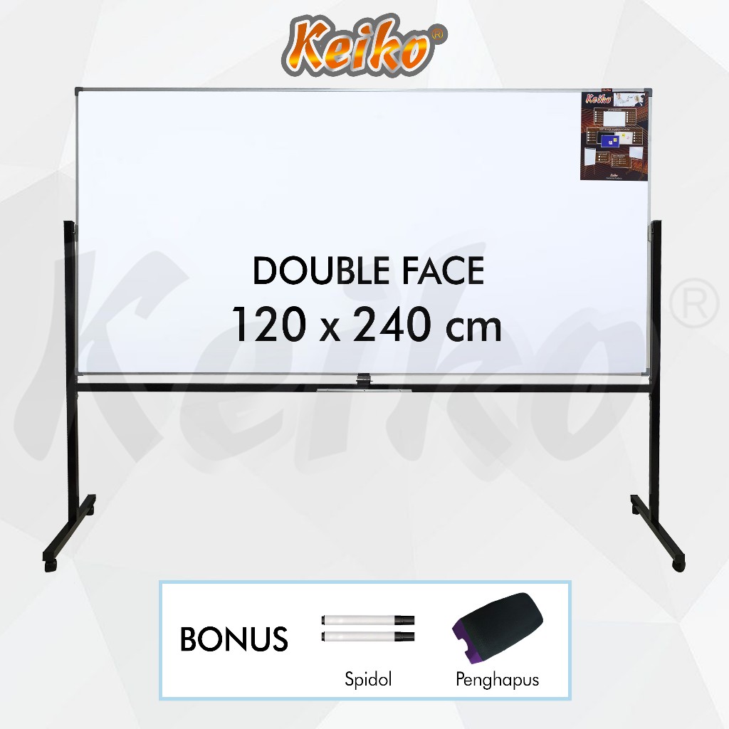 

Papan Tulis Whiteboard / White Board Standing Double Face Keiko 120 x 240 cm