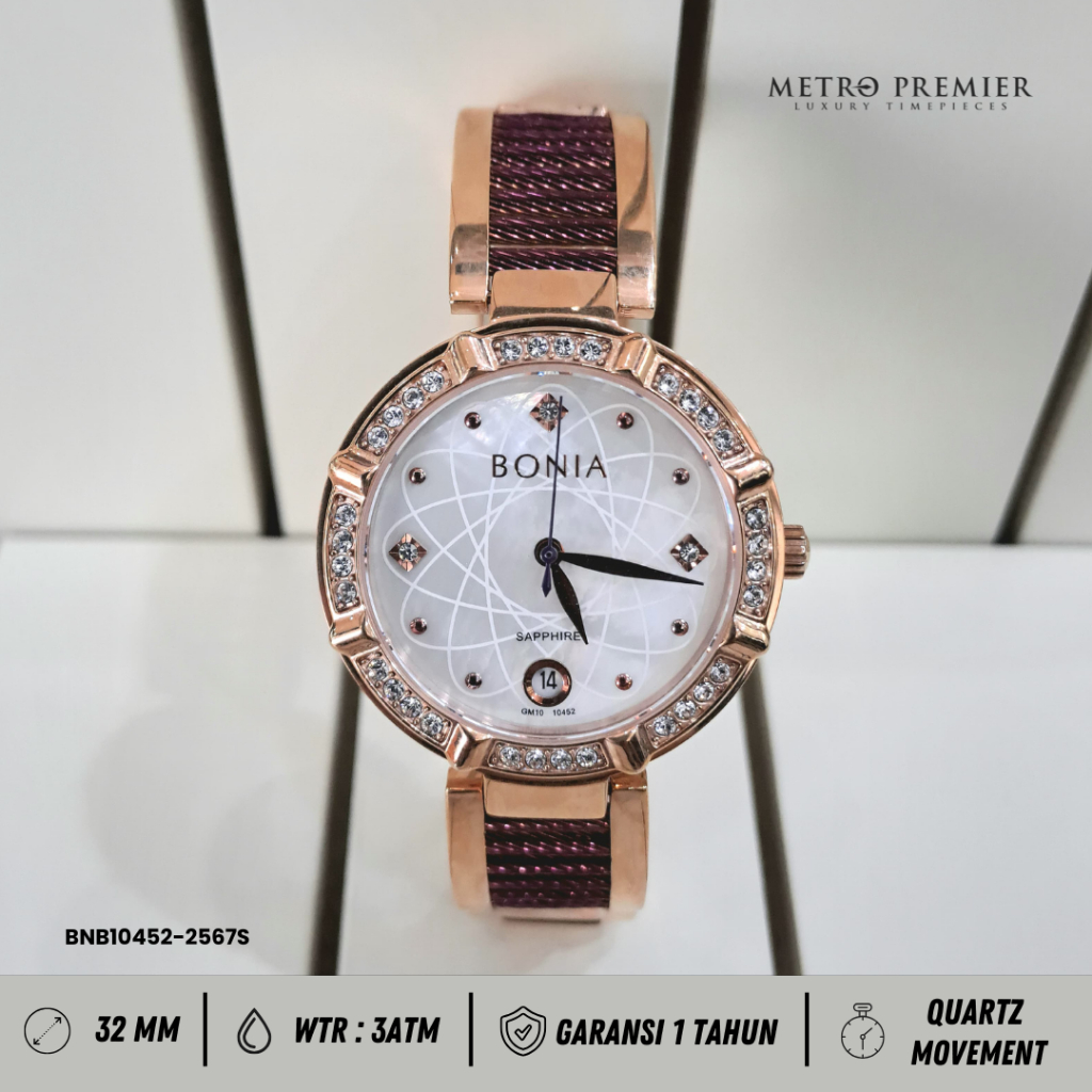 Jam Tangan Bonia Wanita BNB10452-2567S BNB 10452 - 2567S Analog Stainless Steel Original & Garansi R