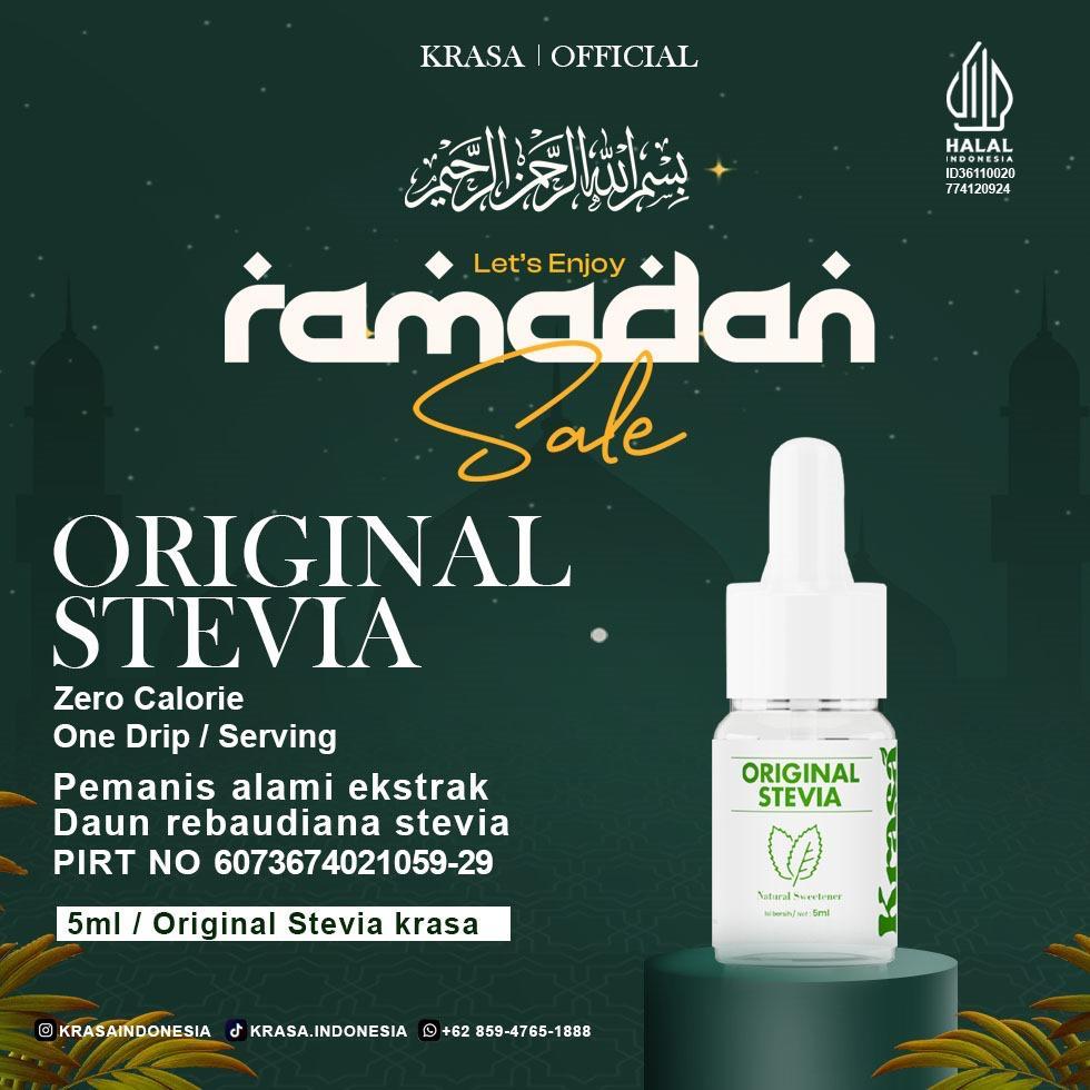 

KRASA Stevia Natural Sweetener 5ml - Pemanis Alami Pengganti Gula Sehat Alami 0 Kalori (HALAL & BPOM)