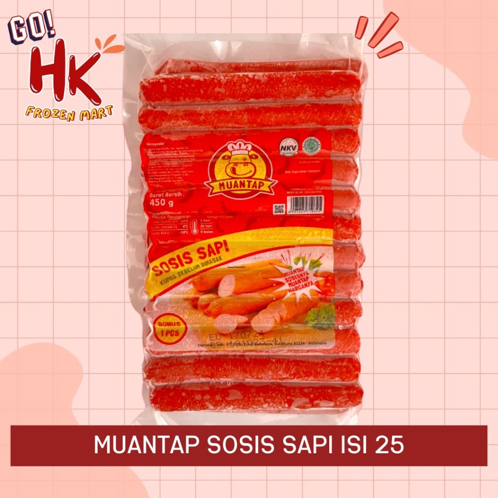 

Muantap Sosis Sapi 450gr isi 25 pcs | beef sausage bakar murah bon bon salam HK Frozen Mart