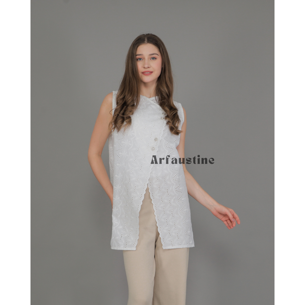Arfaustine - Azara outer - long vest - outer katun bordir - outer tunik - long vest tunik
