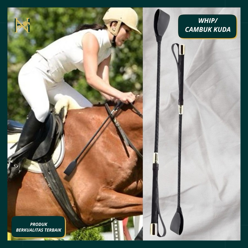 Noble Hoof | Whip Cambuk Pecut Jumping Kuda Horse Equestrian Olahraga Berkuda Hitam Lightweight Leat