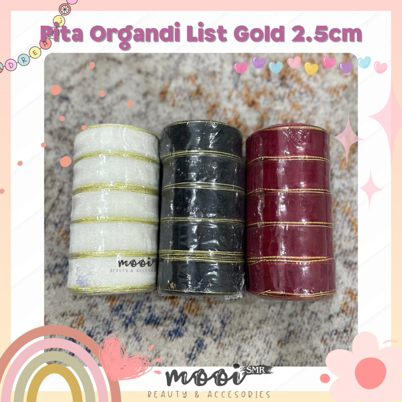

Pita List Emas Organdi 2.5 cm | Pita List Gold