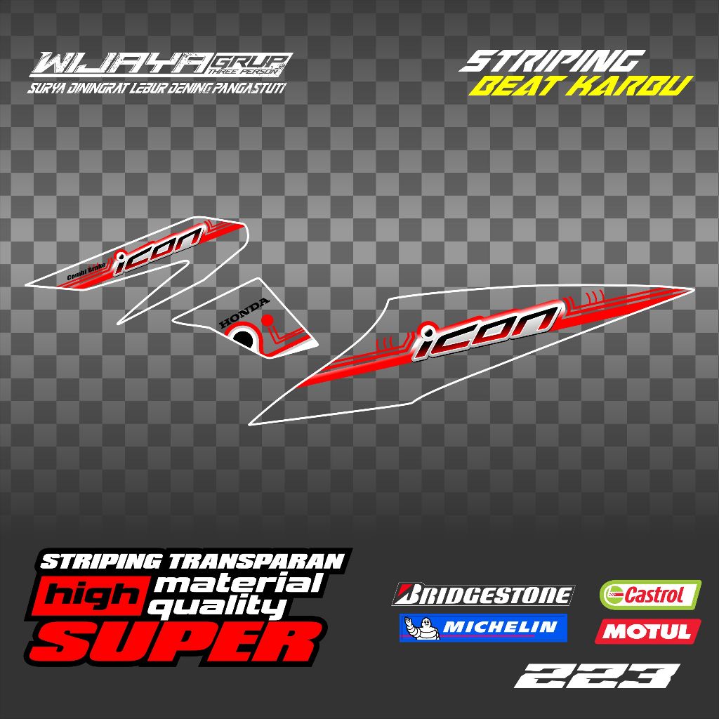 Striping beat karbu transparan uv beat karburator icon keren