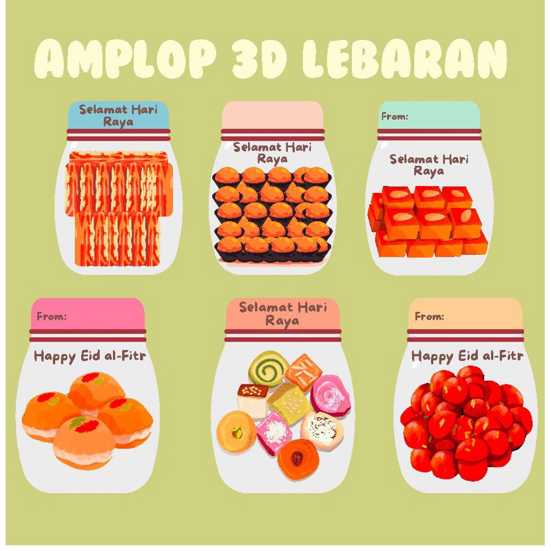 

Amplop 3D Lebaran Eid Angpao THR Bentuk Toples isi 10 PCS