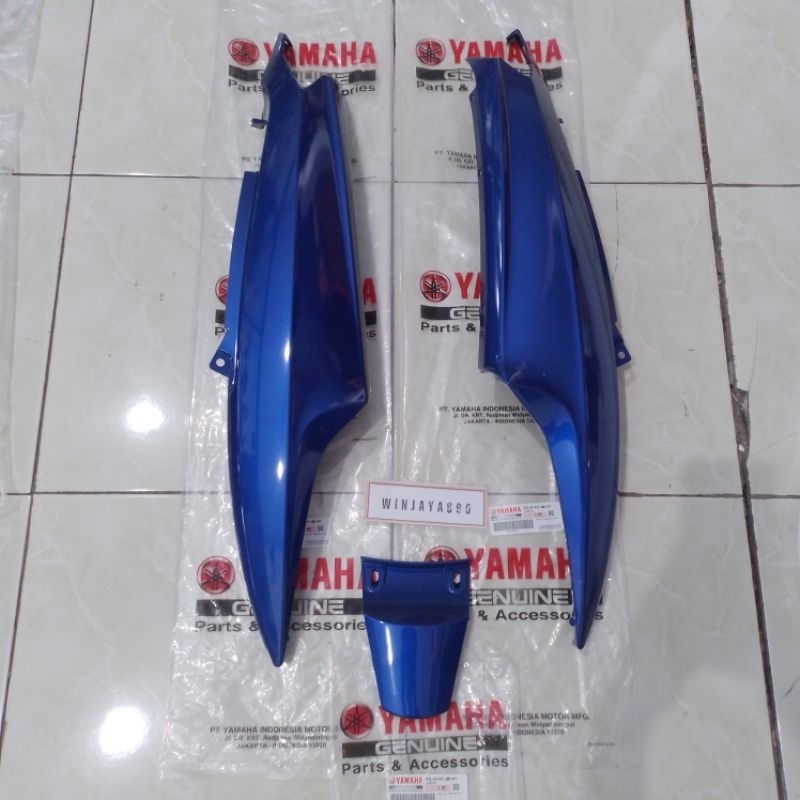 COVER TEBENG BODY SAMPING MIO SPORTY KANAN KIRI+TUTUP LAMPU STOP WARNA BIRU ORI YAMAHA