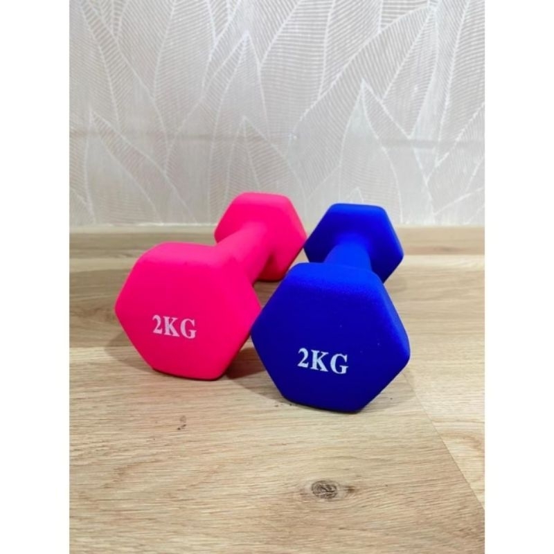 DUMBEL NEPOPRENE DUMBEL VINYL 1 KG/2 KG DUMBEL BARBEL GYM FITNES