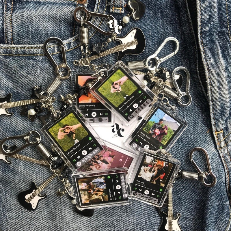 Gantungan Kunci Custom Spotify Scan Lagu Favorit dengan Foto dan Lirik Lagu - Akrilik Bening - Ganci
