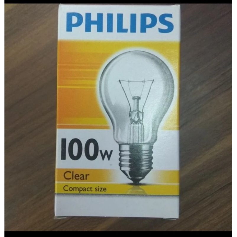 lampu pijar clear 100watt Philips