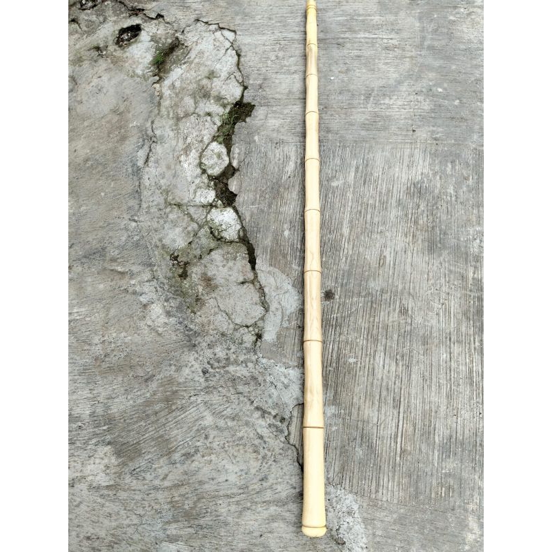 tongkat jalan kayu kemuning motif bambu lurus panjang 100cm