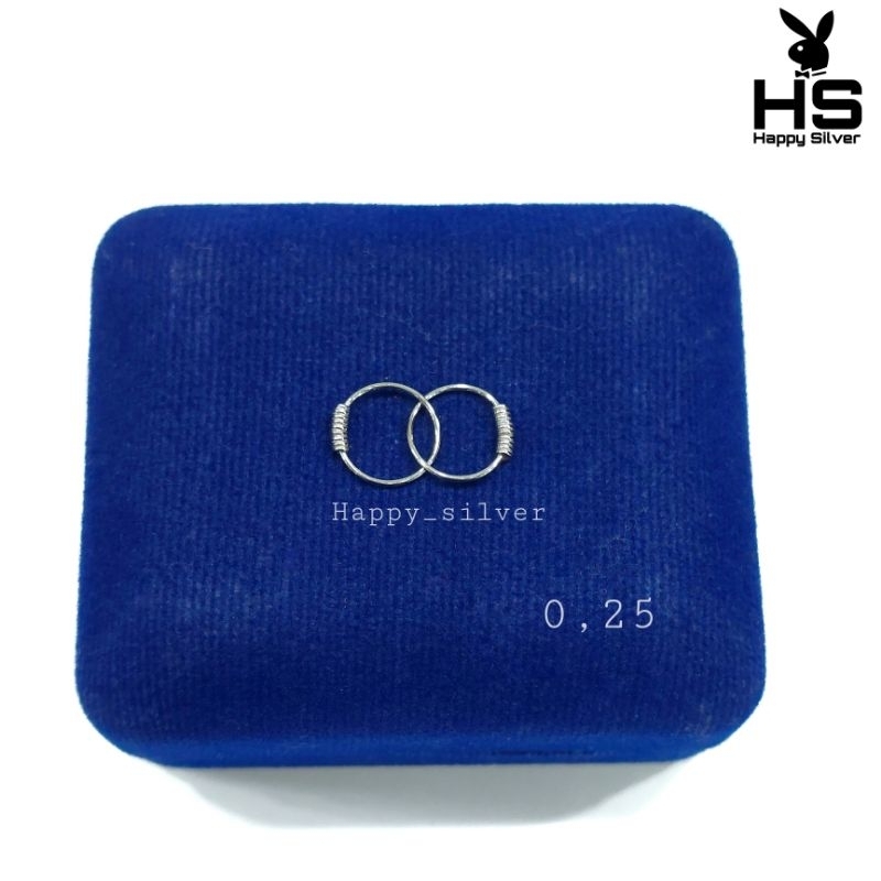 Anting Knip Perak Asli Silver 925 Lapis Emas Putih Model Knip Spiral - Perhiasan Perak Wanita