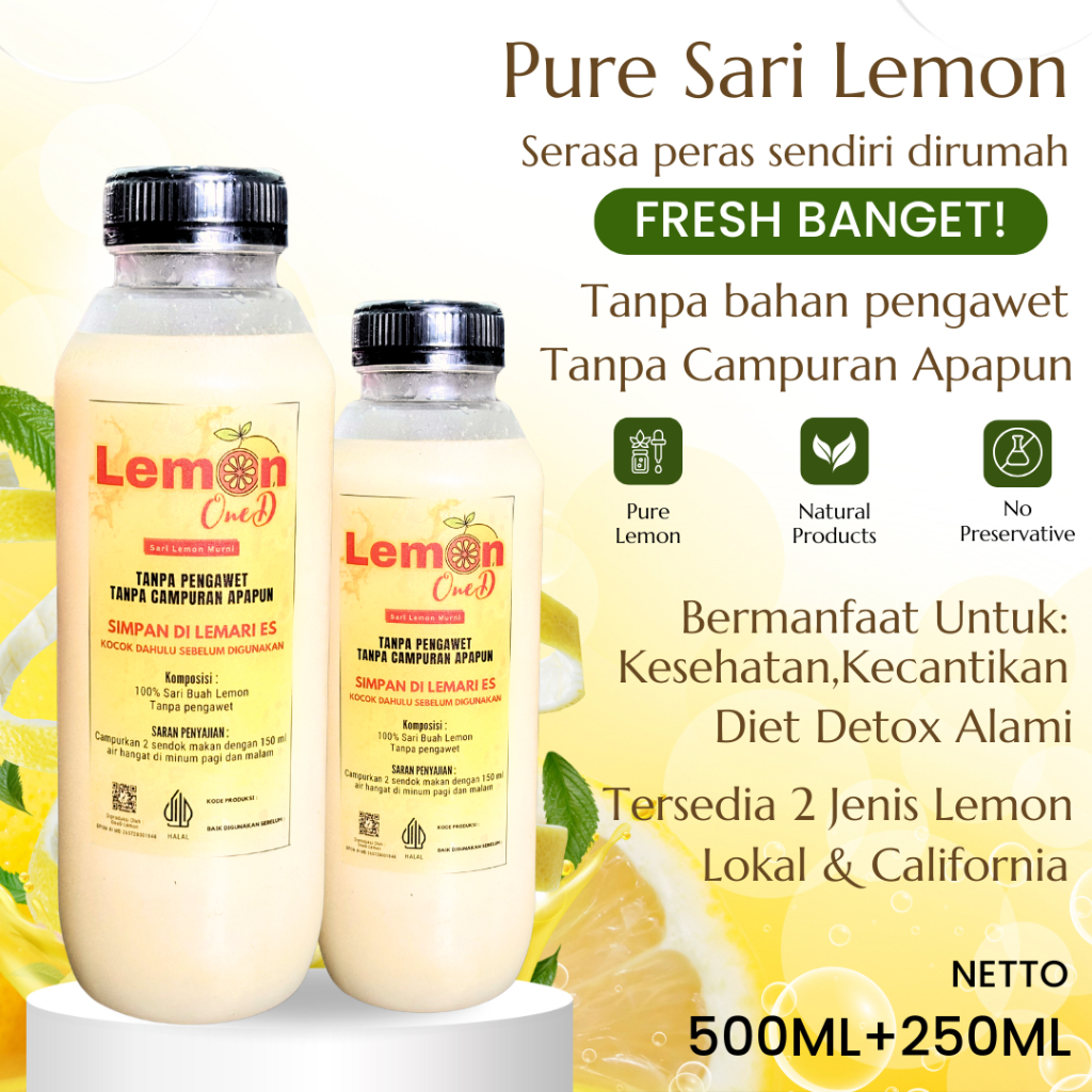 

YOU PAKET BOTOL Sari Lemon 500ML dan 250ML Murni Alami 100% Untuk Detoks Dan Diet Alami