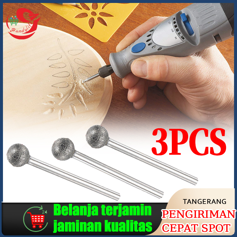 Set 3pcs Mata Bor Ball Grafir Tuner Ukir Pahat Cuner Batu Granit Ketamik Glass Gelas Piring Perhiasa