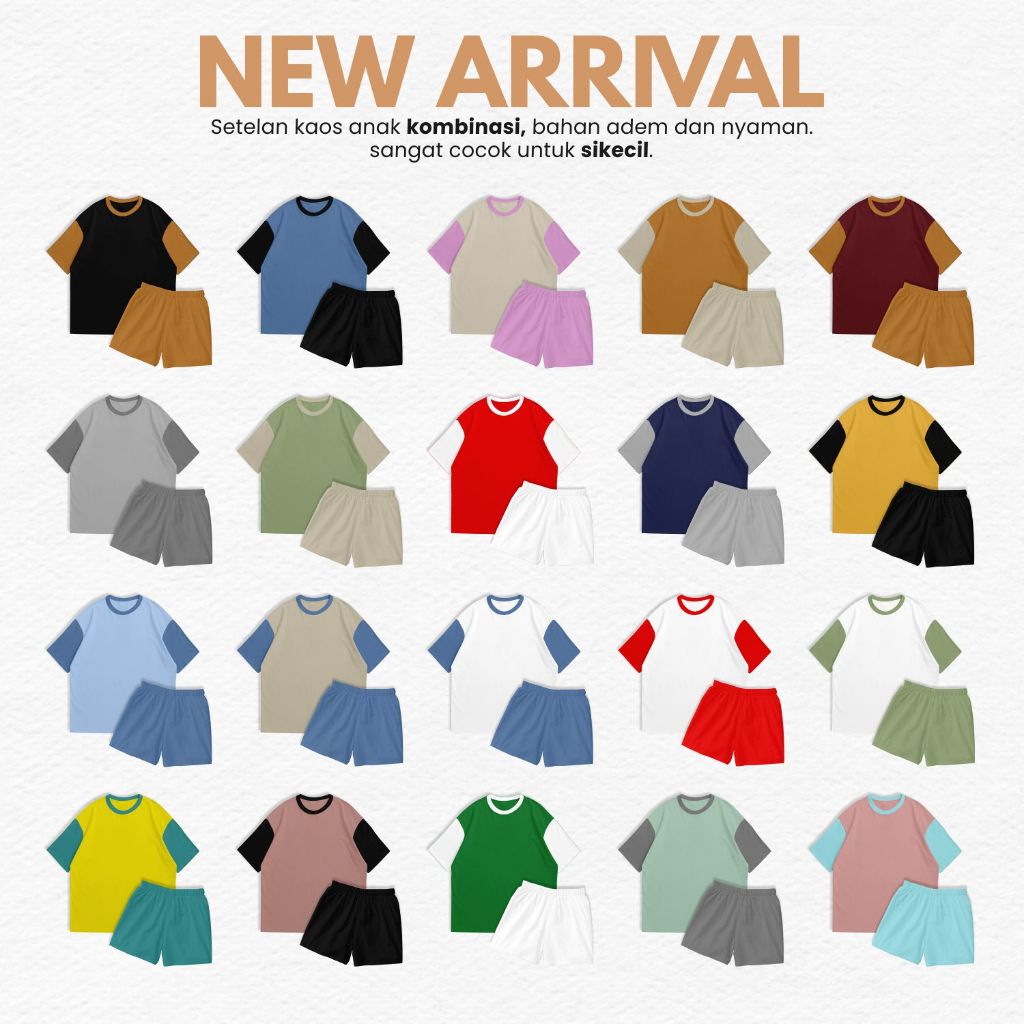 Setelan Anak Laki laki Two Tone Kombinasi 2 Warna