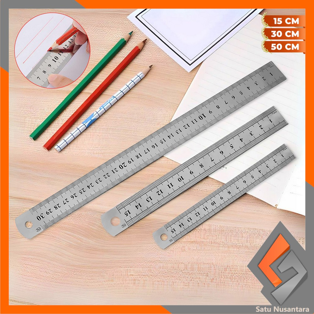 

SN-A107 Penggaris Besi 30CM Stainless Steel Ruler 50CM / Penggaris 15CM Serbaguna Perlengkapan Sekolah / Mistar Besi Alat Ukur Multifungsi