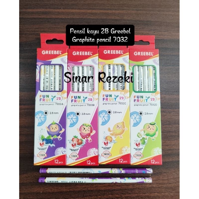 

12 buah!!7032!Pensil kayu 2B Greebel graphite pencil/pensil kayu anak sekolah