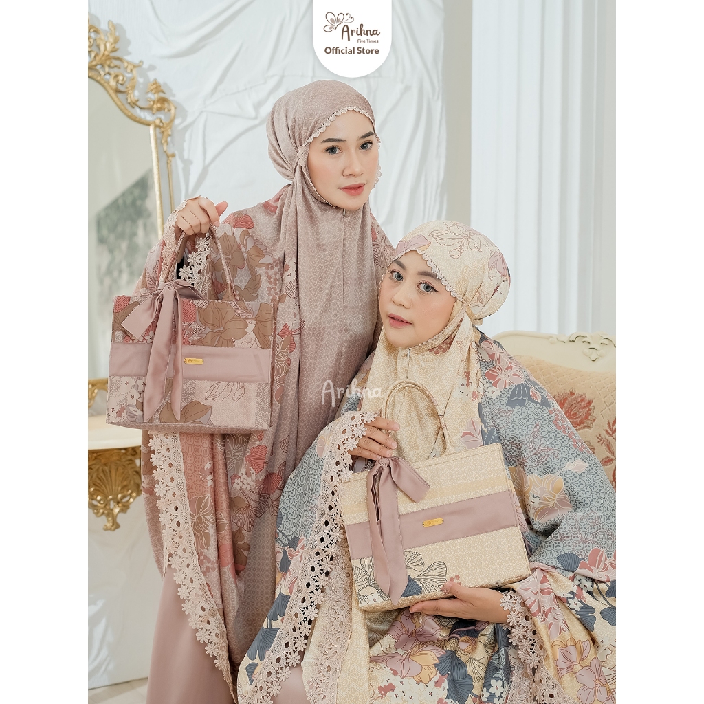 Mukena Dewasa Jumbo Premium Dior Silk Renda Mewah Terbaru Arunika