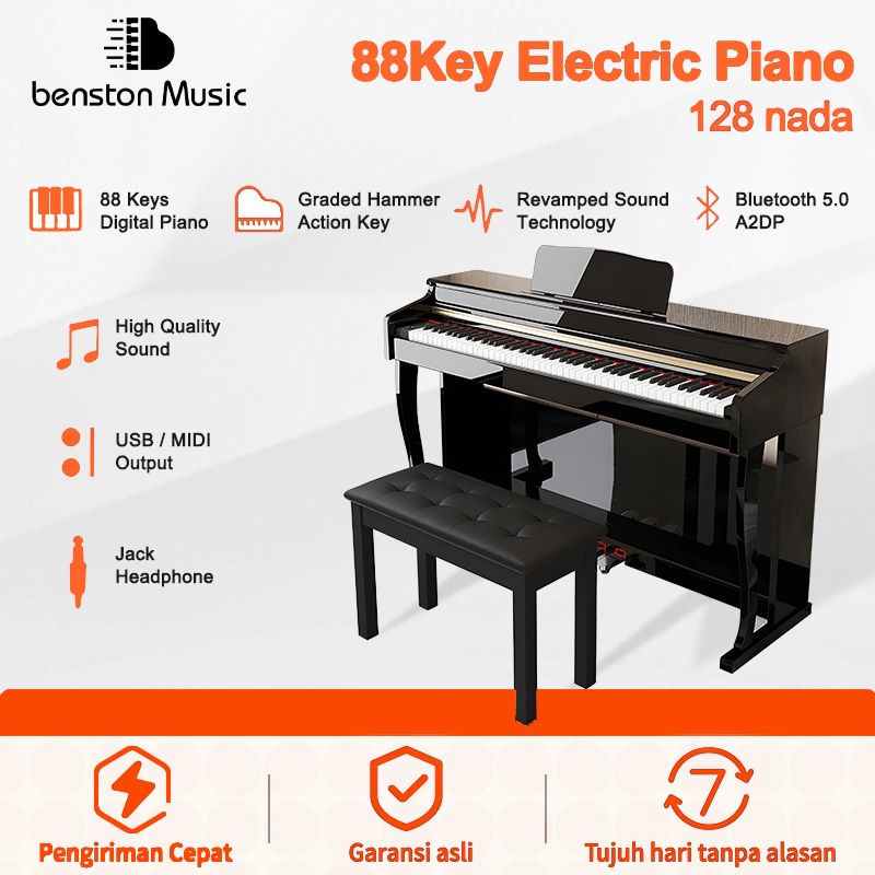 Benston Music- Piano Elektrik Profesional, Piano Elektrik Palu Berat 88keys, Piano Elektrik Latihan 