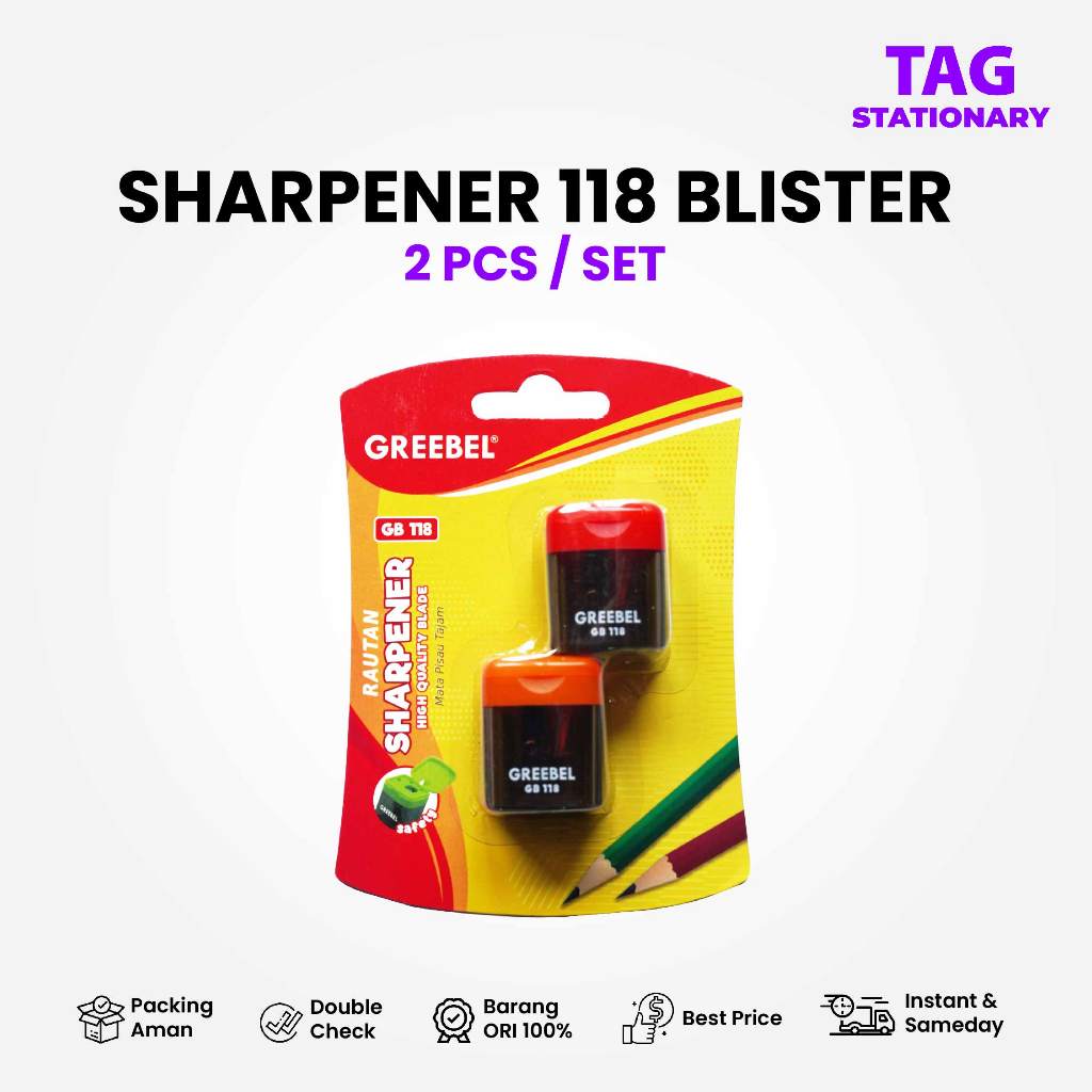 

GREEBEL Rautan Serutan Pensil / SHARPENER 118 BLISTER 2 PCS/SET / Timur Agung Grosir