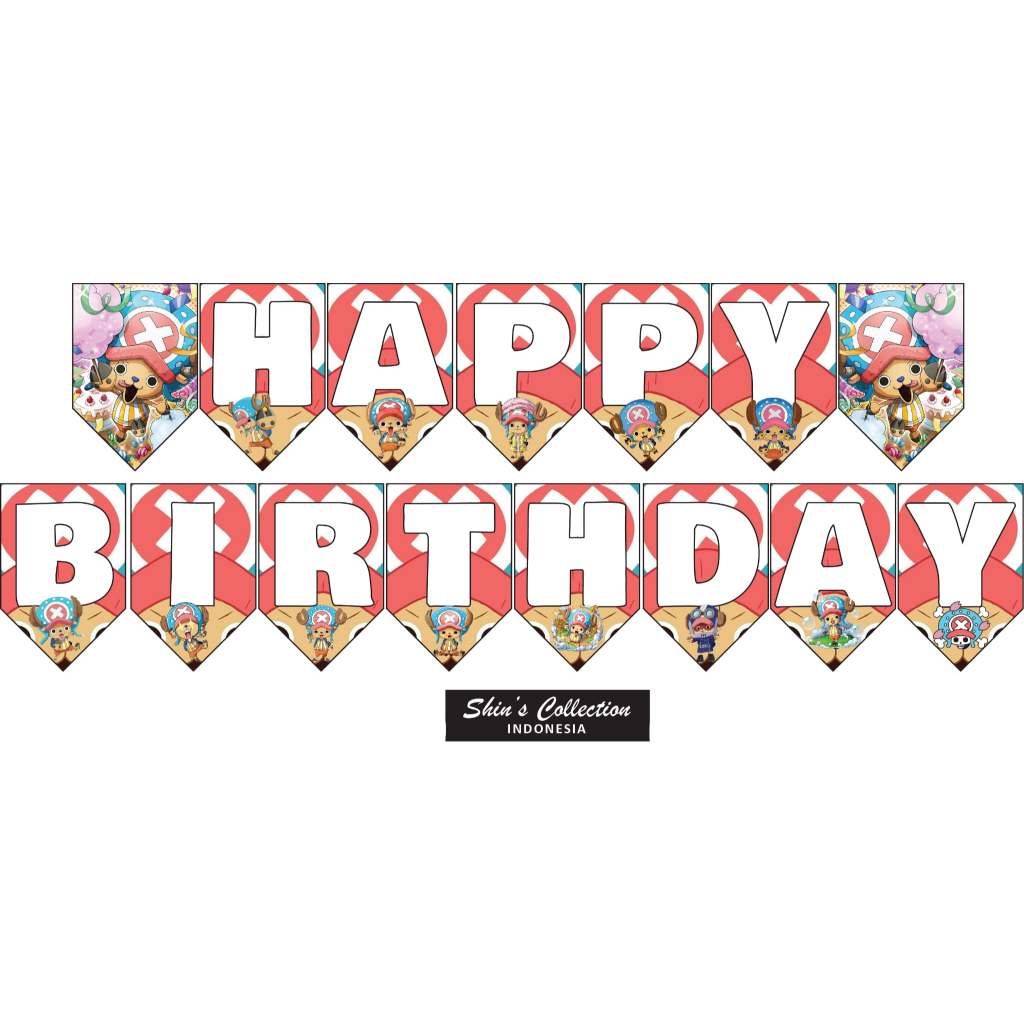 Banner bunting flag happy birthday ulangtahuin Chopper One piece