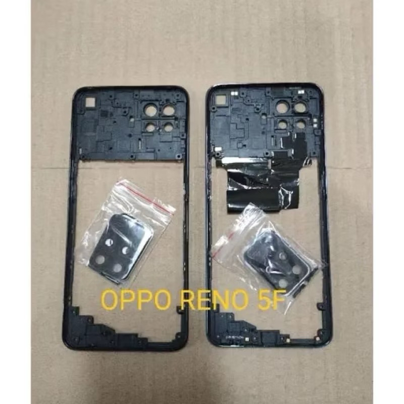 Tulang Tengah Bezel Rangka Tutup Mesin Bazel Oppo Reno 5F | Reno 5 F | Reno 5Z - Black