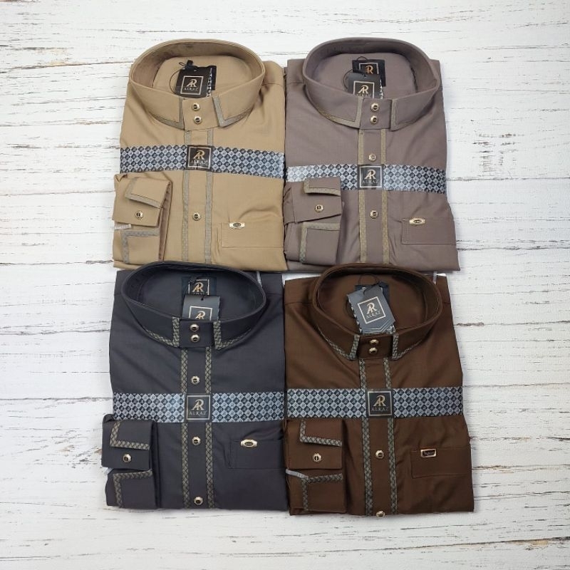 Best Seller | Jubah Al Raz Premium Pria "Umar" Lits Bordir Manset Kerah Kemeja | Gamis muslim Dewasa