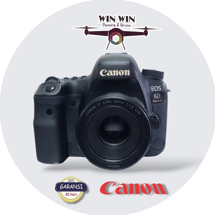 Kamera Camera DSLR Canon Eos 6D Mark II 6DII 6D2 Lensa fix Canon 50mm f1.8 STM