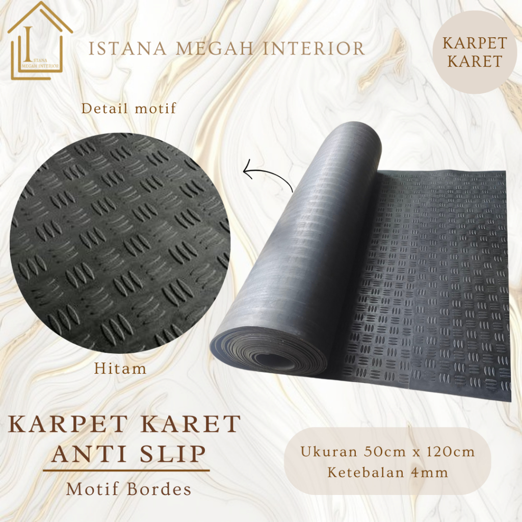 Karpet Karet Bordes 4mm Rubber Mat Bordes Meteran Roll