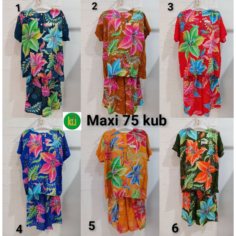 Setelan kencana ungu 75 label biru