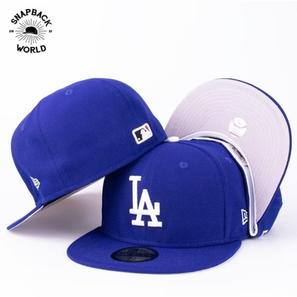 Blue White Los Angeles LA Fitted Cap snapback