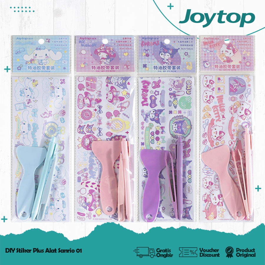 JOYTOP 4 in 1 DIY Set Dekorasi Jurnal Lucu Karakter Sanrio Pinset Scoop