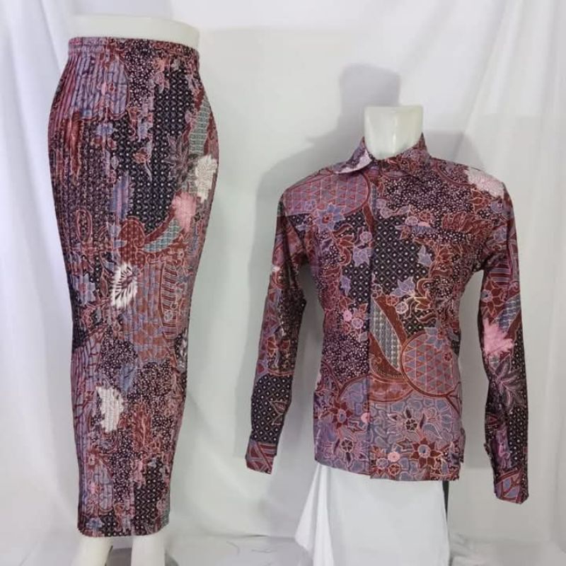 SM Kemeja Batik | Batik Set | Batik Couple | Batik Body Fit | Kemeja Batik Lengan Panjang | Rok Plis