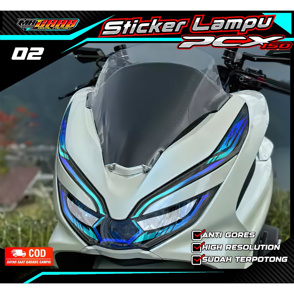 02 STICKER LAMPU DEPAN PCX 150 - STICKER LAMPU ALIS PCX 150 MOTIF LIST SIMPLE