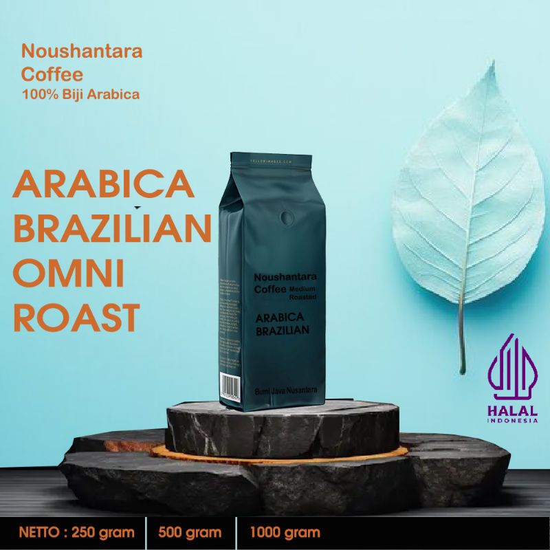 

Biji Kopi Arabica Brazilian Omni Roasted Bean bubuk by Noushantara Coffee
