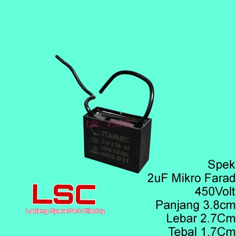 Kapasitor Kipas Angin 2 Uf Capasitor 2 Mikro Farad 2Uf