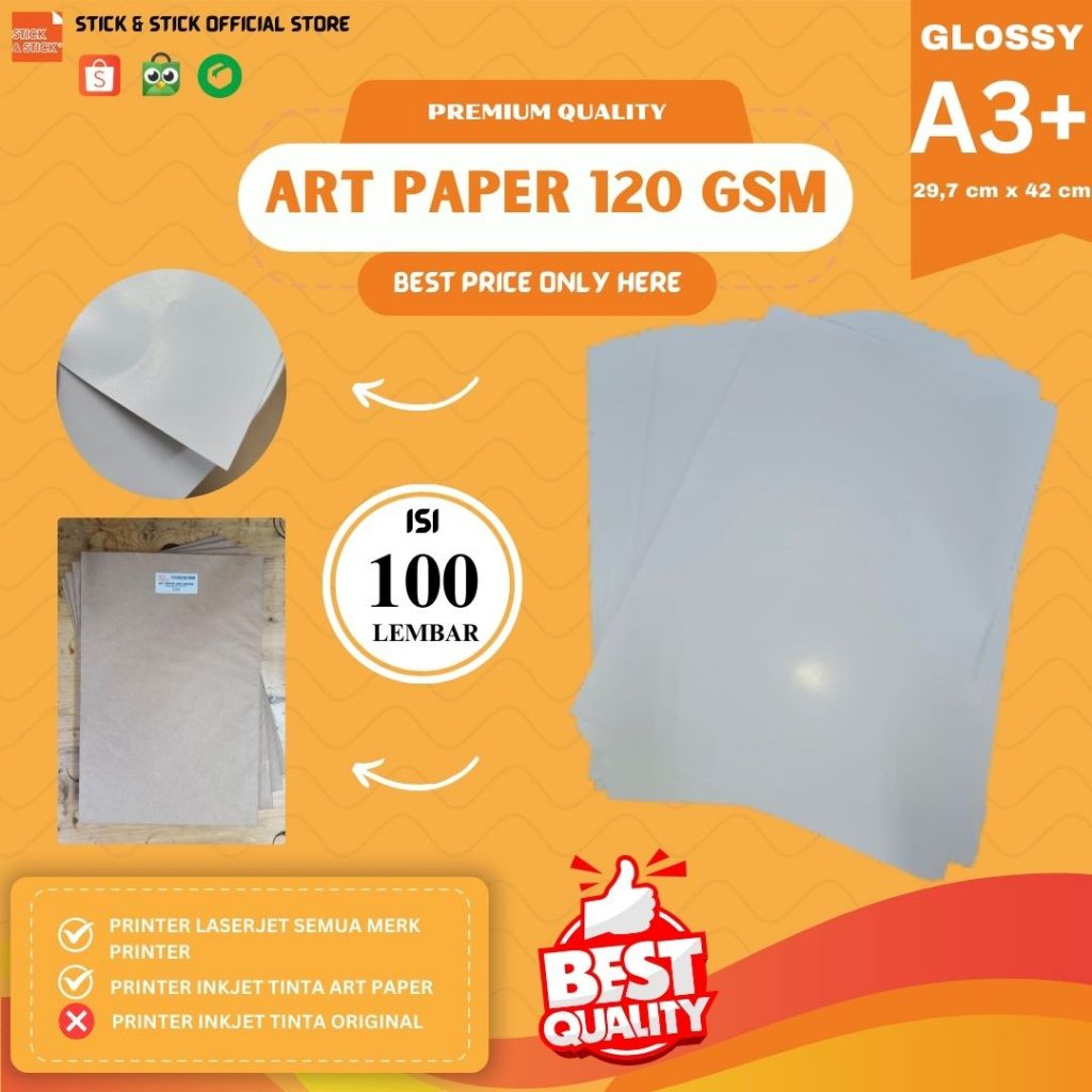 

Art Paper 120 gsm A3+ isi 100 Lbr / Kertas Brosur Glossy, Kalender, Sampul, Majalah Premium Quality