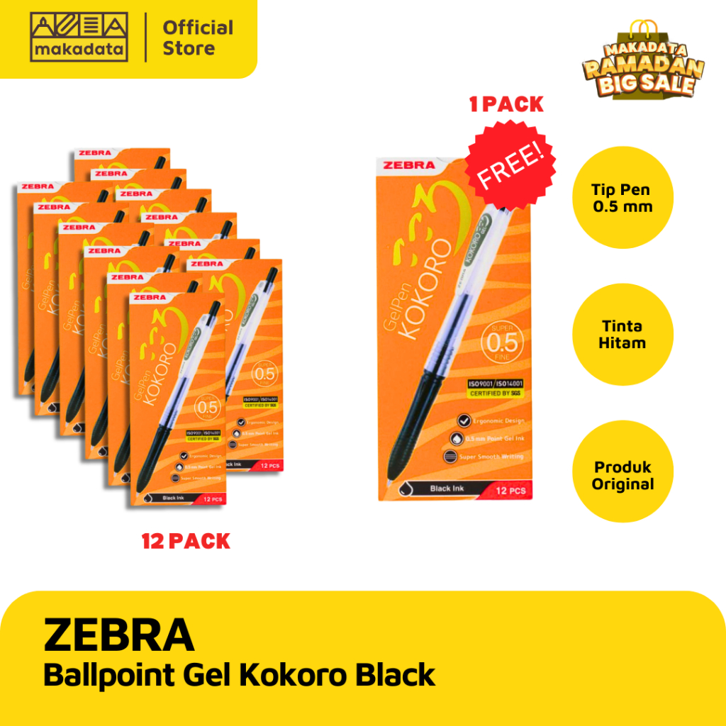 

PROMO 1 BALLPOINT / BOLPEN / PULPEN KOKORO BLACK 12 PACK BLACK FREE 1 PACK BLACK MURAH