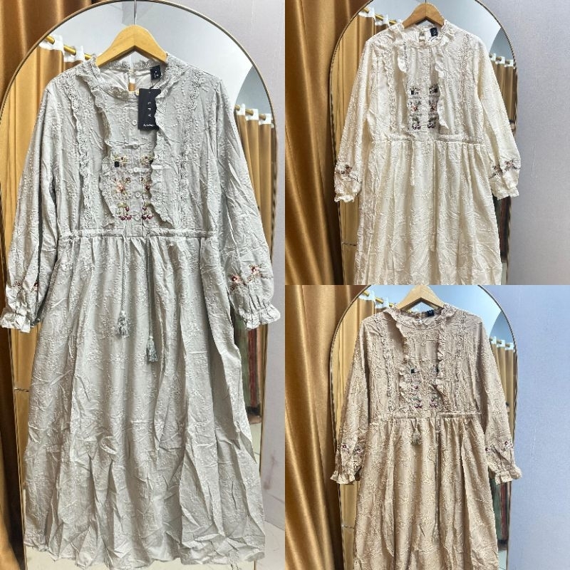 Gamis lafreya shelby soft katun bordir premium import