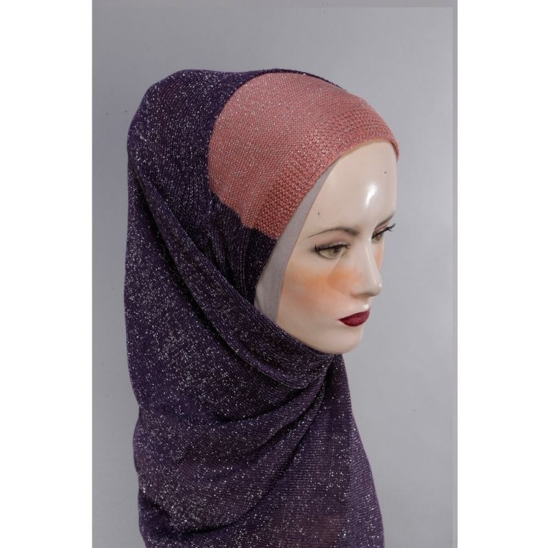 Hijab instan rajut glitter