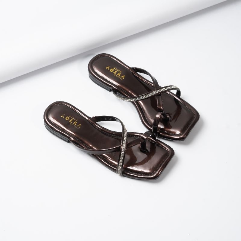 Adk shoes sandal MALVIE mahogani hiasan jelly permata jempol satu