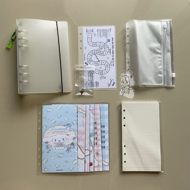 

[PRELOVED] Binder A6 (6 Rings) + Savings Challenge Cash Envelopes + Kertas Binder