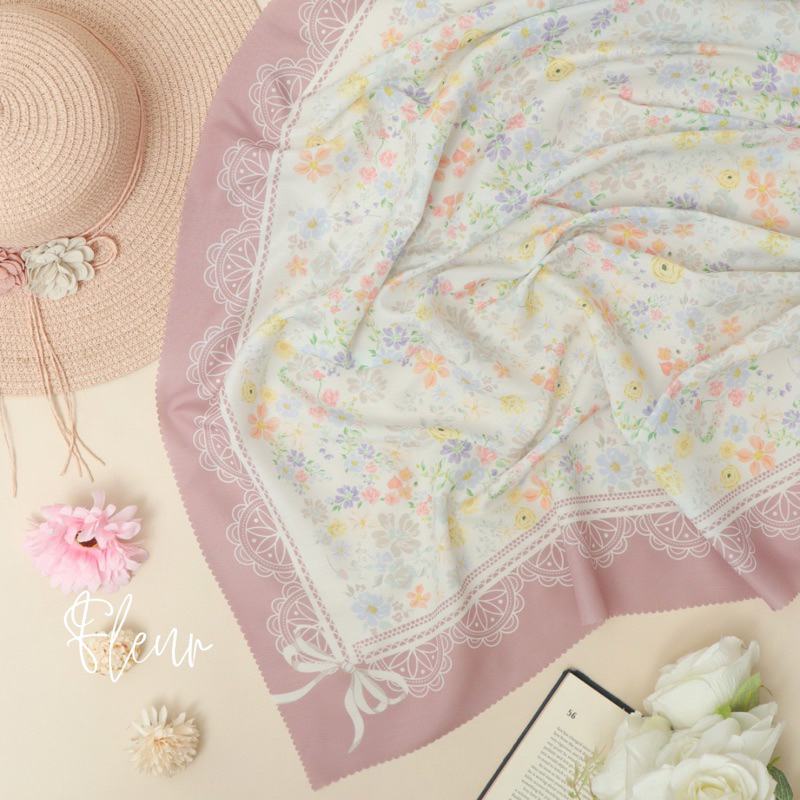 Fleur Non Label Hijab Voal Printing Segi Empat Syari by Kala Attire