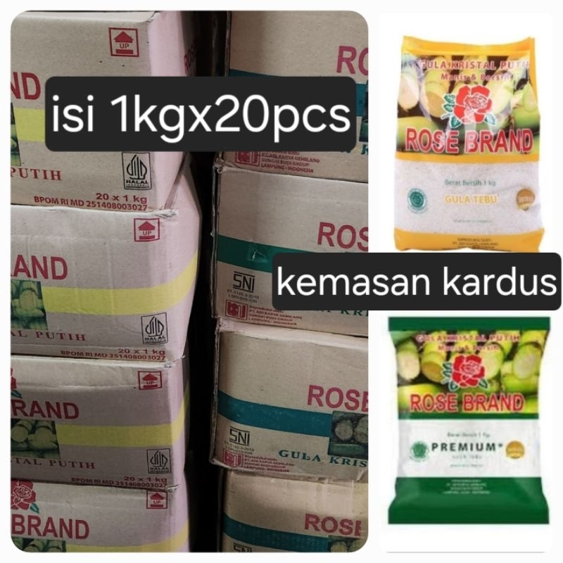 

rose brand gula pasir karton(1kgx20pcs)