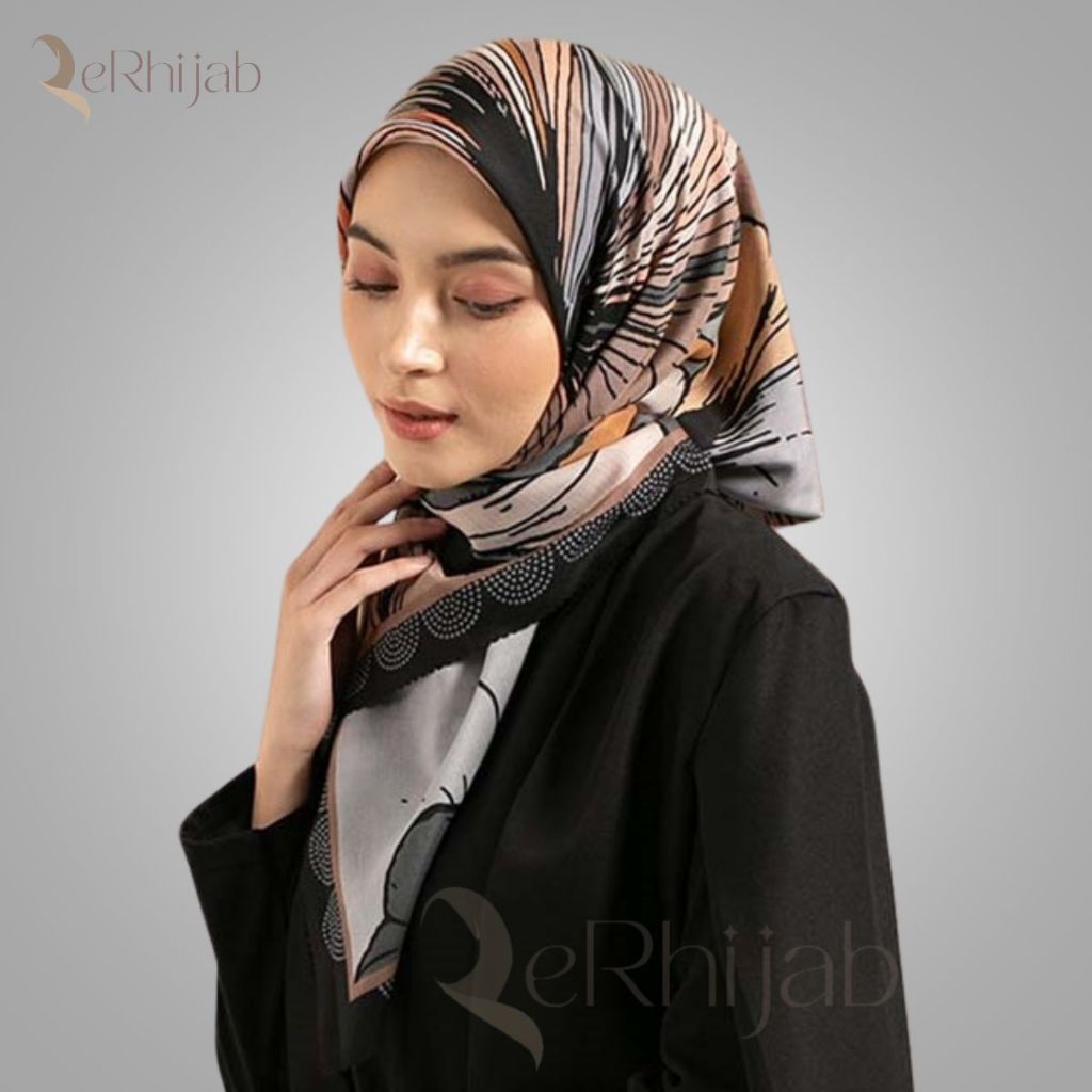 ERHIJAB Jilbab Motif RS-133852 Voal Hijab Premium Kerudung Mewah Warna Coklat Bata