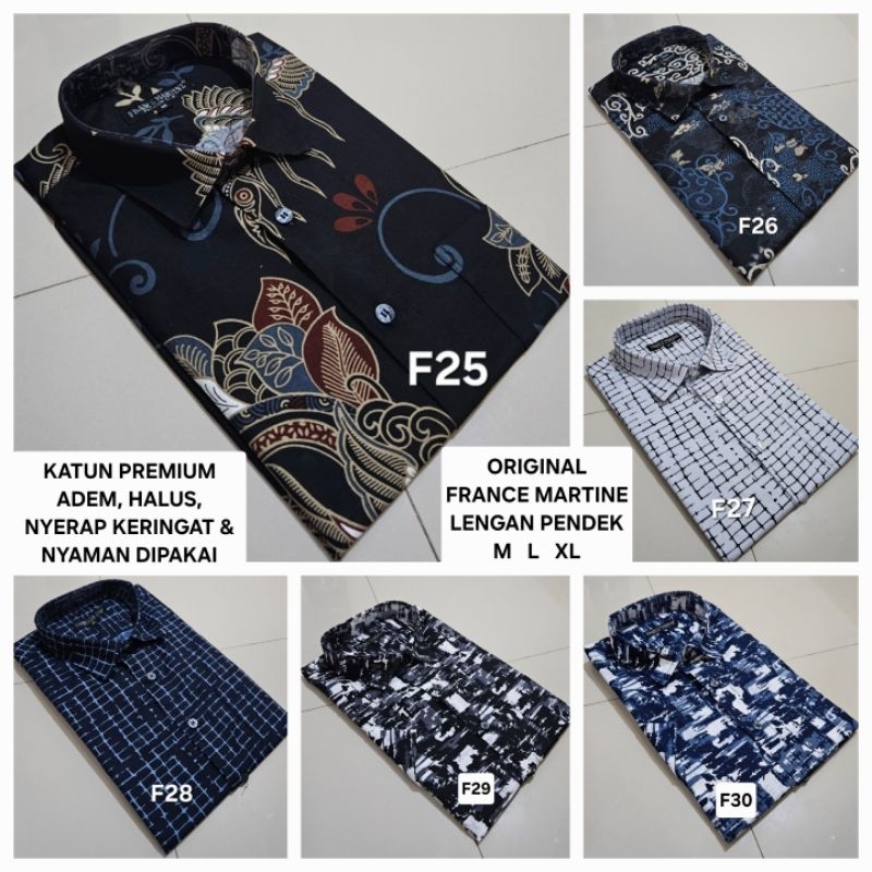 Kemeja tangan pendek katun premium - kemeja katun printing size M L XL - Kemeja merek France Martine